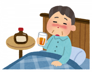 寝る前にお酒を飲んでから眠る