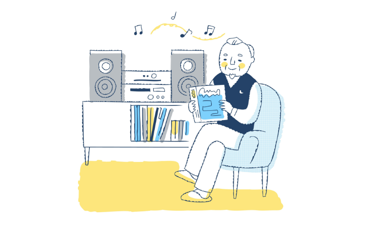 クラシック音楽を聴く男性